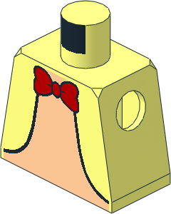 Minifig Torso with Red Bowtie, Light Nougat Belly and Pig Tail Pattern