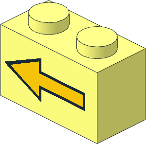 Brick  1 x  2 with Yellow Left Arrow and Black Border Pattern