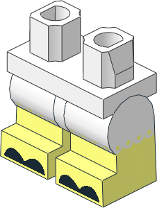 Minifig Hips and Legs Medium with Black Hoves and White Frills Pattern