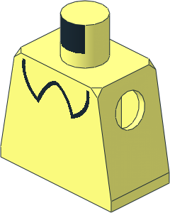 Minifig Torso with Black Shirt Collar Pattern