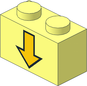 Brick  1 x  2 with Yellow Down Arrow and Black Border Pattern