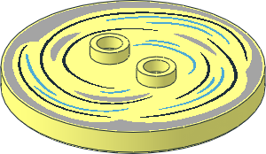 Plate  4 x  4 Round with Grey, Blue and Black Whirlwind Pattern
