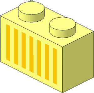 Brick  1 x  2 with Yellow Grille Pattern