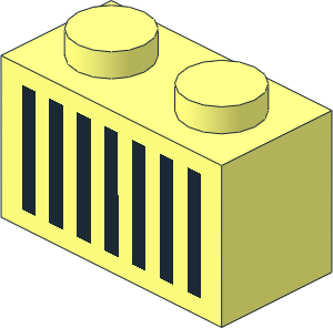 Brick  1 x  2 with Black Grille Pattern