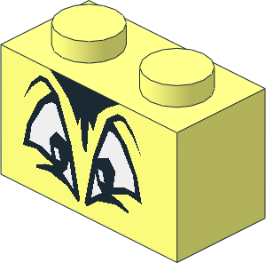 Brick  1 x  2 with Arched Eyes and Forelock Pattern