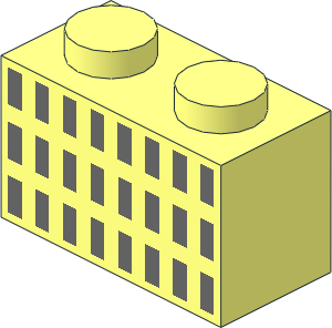 Brick  1 x  2 with 24 Dark Bluish Grey Rectangles Pattern