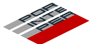 ~Sticker  0.8 x  4.0 with Black "PORSCHE INTELLIGENT PERFORMANCE" on Grey Stripes and Red Stripe on White Background Left - Fourth Face