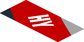 ~Sticker  1.9 x  0.8 with White Logos in White, Grey and Red Stripes on Black Background Right - Third Face