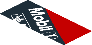 ~Sticker  1.9 x  0.8 with White Logos in White, Grey and Red Stripes on Black Background Right - Fourth Face