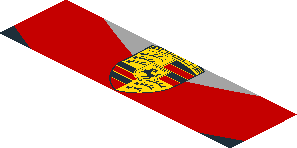 ~Sticker  3.0 x  1.8 with Porsche Logo in Black, Red and Grey Stripes and White "2" in Red Square on White Background - Fifth Face