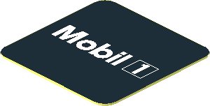 Sticker  0.8 x  0.8 with White Logo Mobil on Black Background