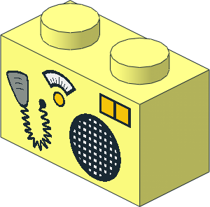 Brick  1 x  2 with Radio and Microphone Pattern