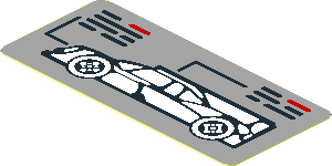 Sticker  1.0 x  2.2 with Black Car and Indicators on Grey Background