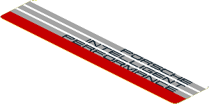 Sticker  0.8 x  4.0 with Black "PORSCHE INTELLIGENT PERFORMANCE" on Grey Stripes and Red Stripe on White Background Right