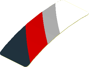 Sticker  0.8 x  1.9 with White, Grey and Red Stripes on Black Background Right (Formed)