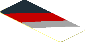 Sticker  0.8 x  1.9 with White, Grey and Red Stripes on Black Background Right