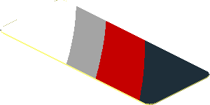 Sticker  0.8 x  1.9 with White, Grey and Red Stripes on Black Background Left