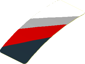 Sticker  0.8 x  1.9 with White, Grey and Red Stripes on Black Background Left (Formed)