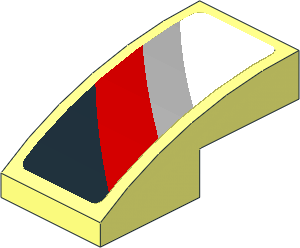 Slope Brick Curved  2 x  1 with White, Grey and Red Stripes on Black Background Right Sticker