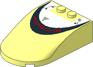 Windscreen  6 x  4 x  1.333 Curved with Black Arc with Red "PORSCHE", Black Rivets and Grey Air Vent on White Background Sticker