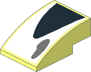 Slope Brick Curved  3 x  2 with Black Triangle and Grey Air Vent on White Background Right Sticker