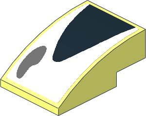 Slope Brick Curved  3 x  2 with Black Triangle and Grey Air Vent on White Background Left Sticker