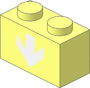 Brick  1 x  2 with White Down Arrow Pattern