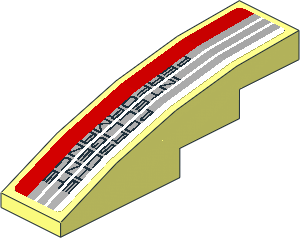 Slope Brick Curved  4 x  1 with Black "PORSCHE INTELLIGENT PERFORMANCE" on Grey Stripes and Red Stripe on White Background Right Sticker