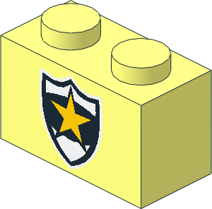 Brick  1 x  2 with Police Badge Yellow Star Pattern