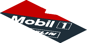 ~Sticker  1.9 x  0.8 with White Logos in White, Grey and Red Stripes on Black Background Right - Fourth Face