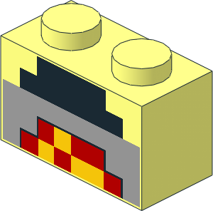 Brick  1 x  2 with Pixelated Lit Forge Pattern