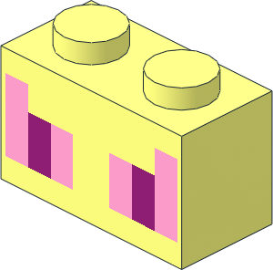 Brick  1 x  2 with Magenta and Bright Pink Rectangles Pattern