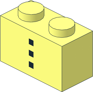 Brick  1 x  2 with  3 Black Squares Vertical Pattern