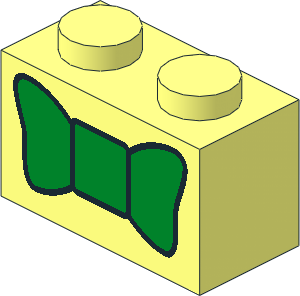 Brick  1 x  2 with Green Bow Tie Pattern