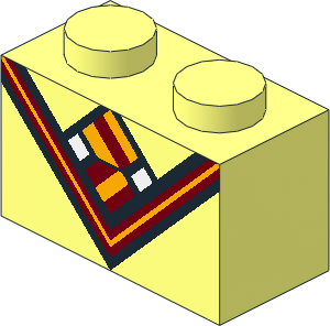 Brick  1 x  2 with Bright Light Orange and Dark Red V-Neck Collar and Tie and White Undershirt Pattern