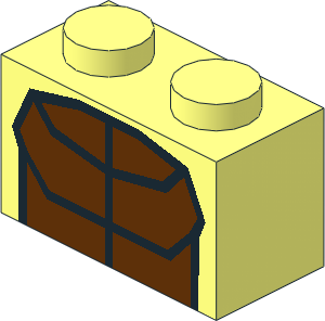 Brick  1 x  2 with Reddish Brown Muscles and Black Outlines Pattern