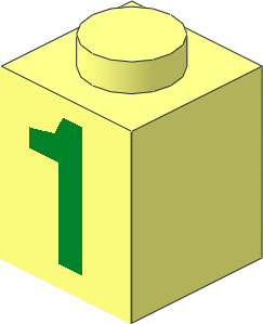 Brick  1 x  1 with Green "1" Sticker