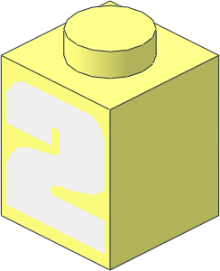 Brick  1 x  1 with Bold White "2" Pattern