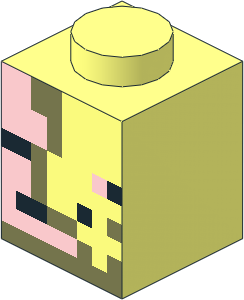 Brick  1 x  1 with Minecraft Micro Mob Zombie Pigman Face Pattern