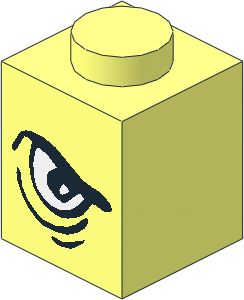 Brick  1 x  1 with Angry Eye Left/Sad Eye Right Pattern