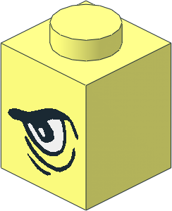 Brick  1 x  1 with Angry Eye Right/Sad Eye Left Pattern