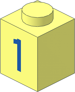 Brick  1 x  1 with Blue "1" Pattern