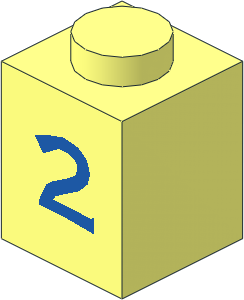 Brick  1 x  1 with Blue "2" Pattern
