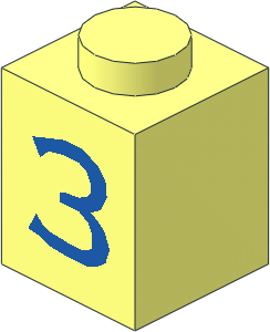 Brick  1 x  1 with Blue "3" Pattern