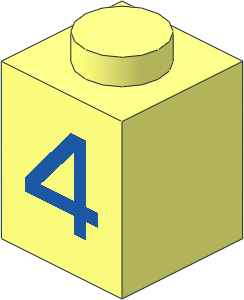 Brick  1 x  1 with Blue "4" Pattern