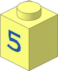 Brick  1 x  1 with Blue "5" Pattern