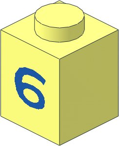 Brick  1 x  1 with Blue "6" Pattern
