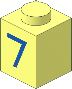 Brick  1 x  1 with Blue "7" Pattern