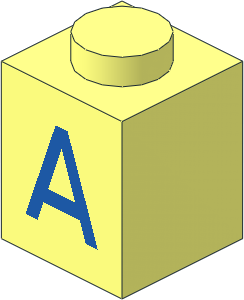 Brick  1 x  1 with Blue "A" Pattern