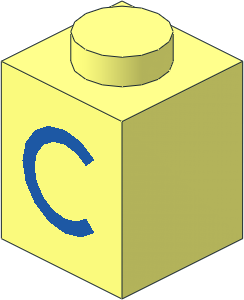 Brick  1 x  1 with Blue "C" Pattern